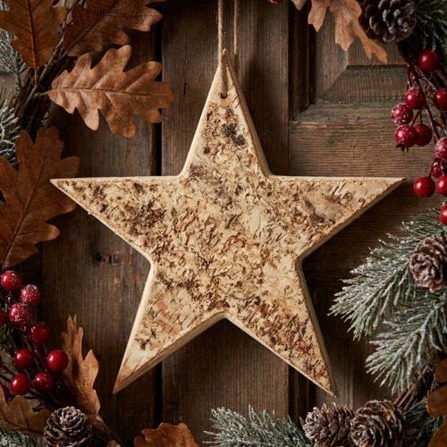 Houten sterren decoratieve decoratieve hanger rustiek decoratief hout Ø20cm | Floristik24.nl