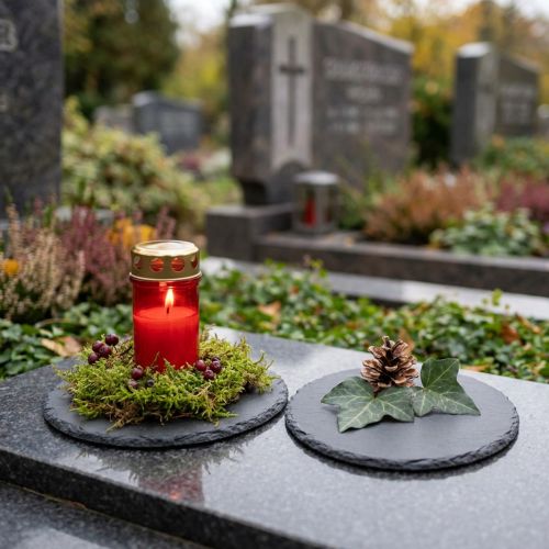 Natuurleisteen ronde onderzetters zwart Ø10cm 6 st | Floristik24.nl