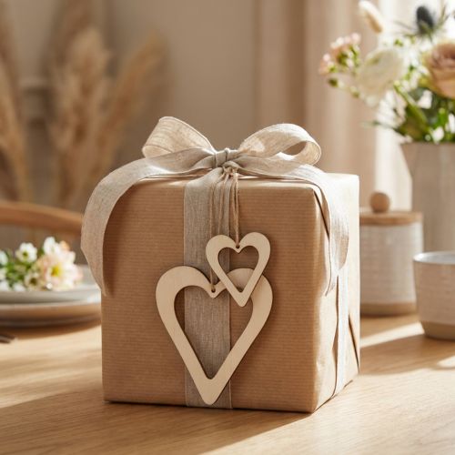 Houten harten decoratieve hanger houten decoratieve hart naturel 6/8/10/12cm 16 st | Floristik24.nl