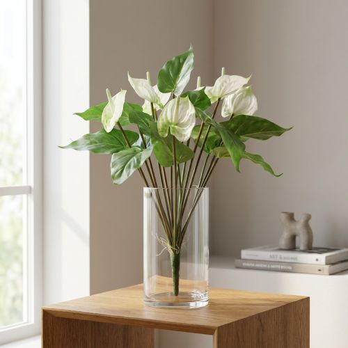 Artikel Kunstbloemen, flamingobloem, kunstanthurium wit 36cm