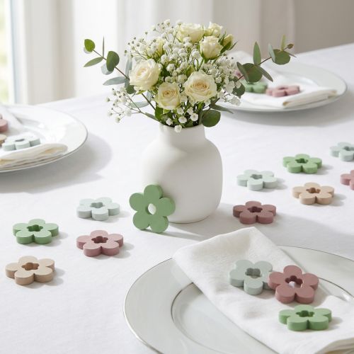 Strooidecoratie houten bloemen tafeldecoratie gekleurd 2 motieven Ø3cm 24 st | Floristik24.nl