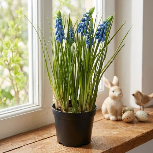 Kunsthyacinten in een blauwe pot 24cm | Floristik24.nl