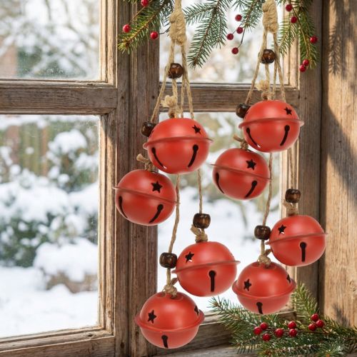 Artikel Bellenhanger kerstklokken rood 28cm set van 2