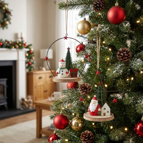 Decoratieve hanger Kerstman Sneeuwpop Ster H13cm 2st | Floristik24.nl