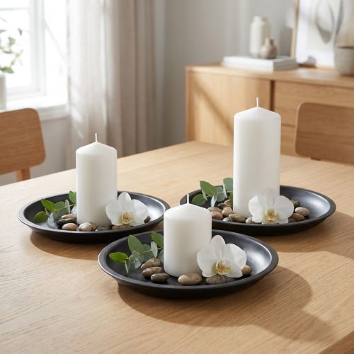 Decoratief bord rond metaal in zwart Ø23cm H2.5cm 3st | Floristik24.nl