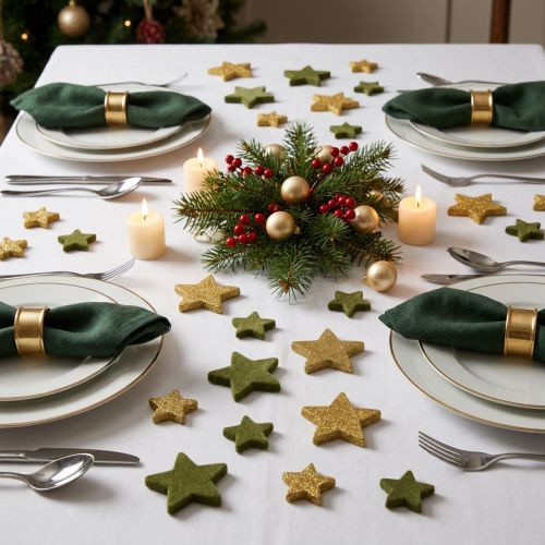 Strooidecoratie sterren groen en goud met glitter tafeldecoratie Kerst 4/5cm 40 st | Floristik24.nl