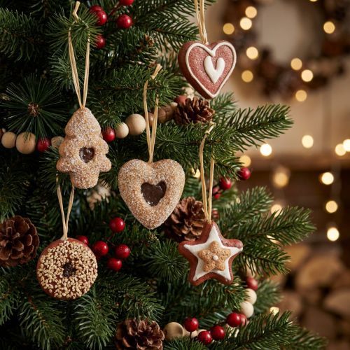 Kunstmatige kerstkoekjesdecoraties, boomversieringen, landelijke stijl, set van 12 | Floristik24.nl