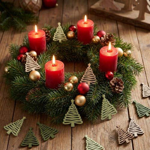 Strooikerstkerst dennenster groen 3x4,5cm 72 st | Floristik24.nl