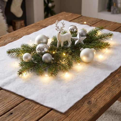 Sneeuwdeken decoratie sneeuw in witte winterdecoratie 240×90cm | Floristik24.nl
