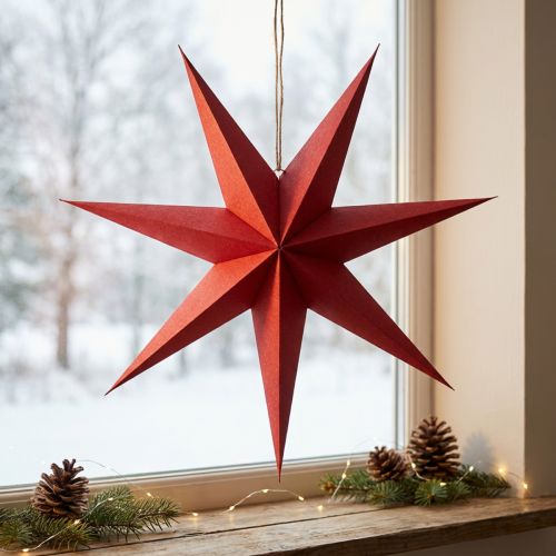 Decoratieve hangende ster van papier met jutekoord, 75 cm | Floristik24.nl