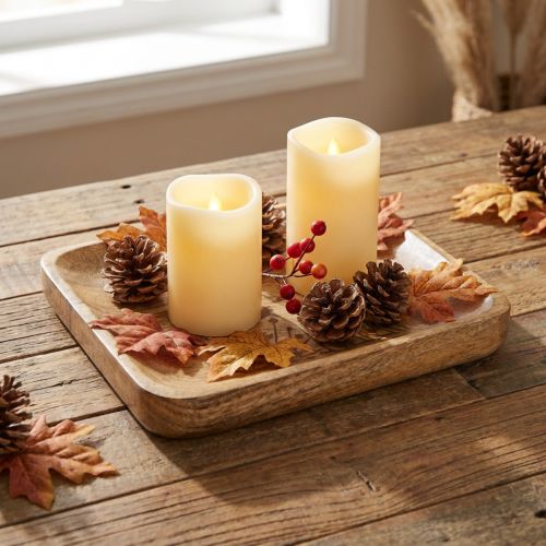 Decoratief houten dienblad met bloemenpatroon, mangohout, 20×15,5 cm | Floristik24.nl
