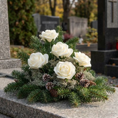 Foam rozen met steelbloemen foam crème Ø7,5cm 18 stuks | Floristik24.nl