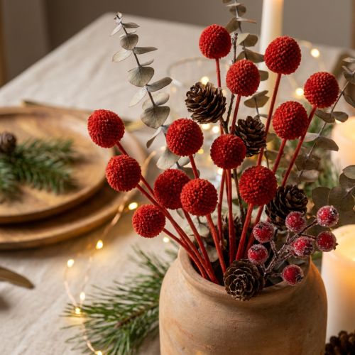 Artikel Gedroogde Craspedia-bloemen, geverfd, met lange stelen, 55 cm, 20 stuks
