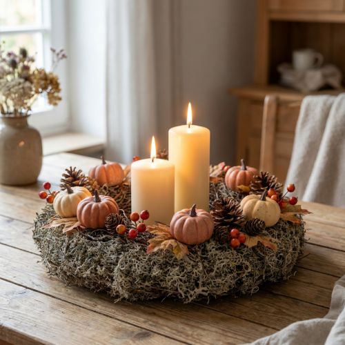 Natuurlijke moskrans grijs Ø30cm - Decoratieve krans voor tafel- en deurdecoratie, herfst- en kerstdecoratie | Floristik24.nl