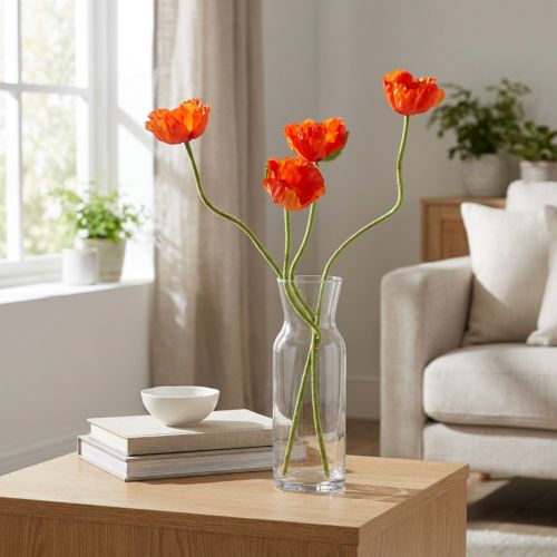Klaprozen kunst kunstbloemen oranje 58cm–74cm 3st | Floristik24.nl