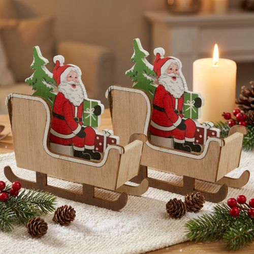 Decoratieve slee met kerstman kerstslee 10cm 2st | Floristik24.nl