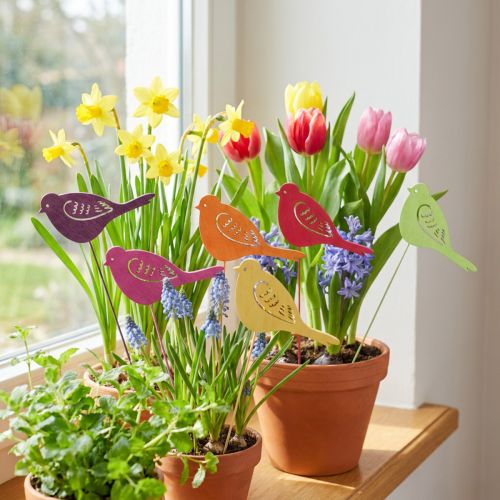Lentedecoratie bloempluggen houten vogeldecoratie 28cm 18 st | Floristik24.nl