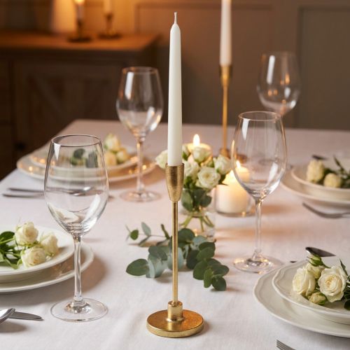 Gouden kandelaar, metalen kandelaar, 20 cm hoog | Floristik24.nl