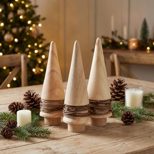 Mini kerstboom houtdecoratie natuurlijke tafeldecoratie H13,5cm 3 stuks | Floristik24.nl