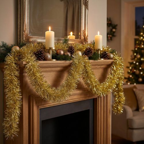 Glamoureuze gouden klatergoudslinger 270 cm – Perfect voor feestelijke en elegante decoraties | Floristik24.nl