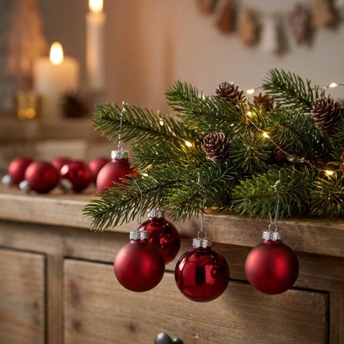 Mini kerstballen rood glas mat glans Ø3cm 22 st | Floristik24.nl