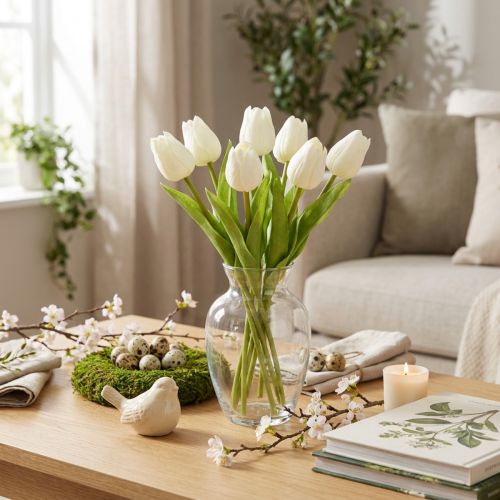 Kunstmatige tulpen, realistische decoratie, duurzame kunstbloemen voor thuis, 21 cm, 6 stuks | Floristik24.nl