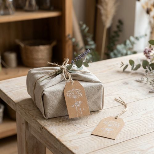 Cadeaukaartjes papier bruine bloemen 8×5cm 24 st | Floristik24.nl