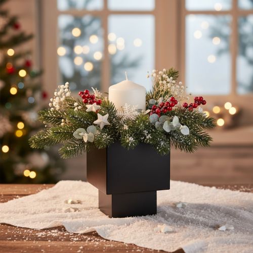 Zwarte kubusvormige plantenbak met voet, modern, 22 cm | Floristik24.nl