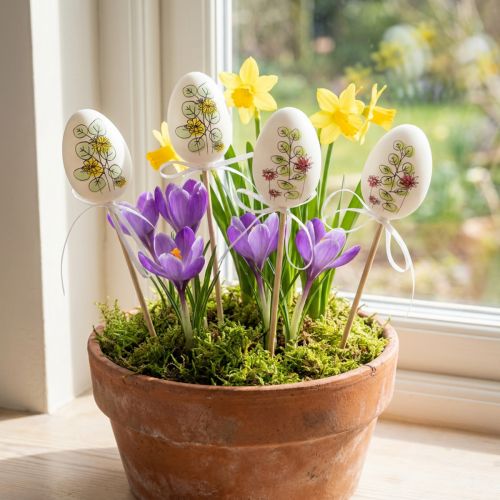 Paaseieren kunststof Paasdecoratie plantpluggen H6cm 12 stuks | Floristik24.nl