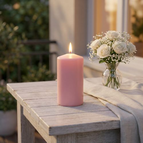 PURE stompkaars 130/70 roze decoratieve kaars duurzame natuurlijke was | Floristik24.nl