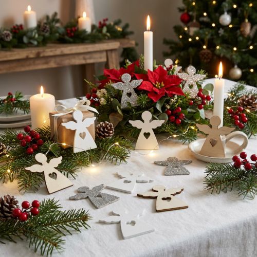 Strooidecoratie engelen houten kerstengelen 4cm assorti 72 st | Floristik24.nl