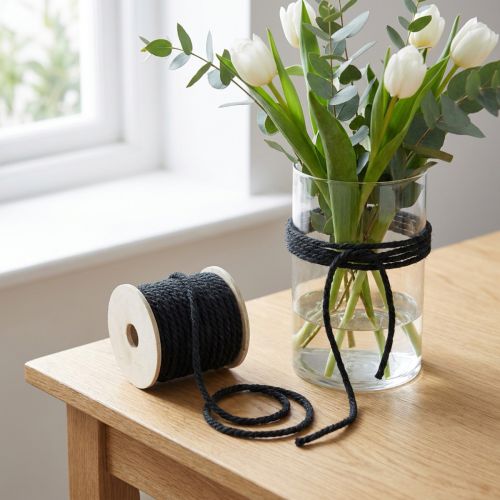 Artikel Jutekoord zwart, decoratief koord, natuurlijke jutevezel, decoratief touw Ø8mm 7m