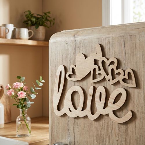 Hartjes "Love" houten decoratie naturel met magneet decoratiebord 20,5/25cm 6 stuks | Floristik24.nl
