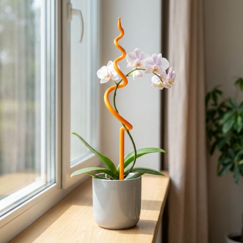 Orchideeënstok, plastic, oranje, klimhulp voor orchideeën, H64cm | Floristik24.nl