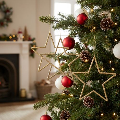 Kerstdecoratie ster hanger gouden glitter 17,5cm 9st | Floristik24.nl