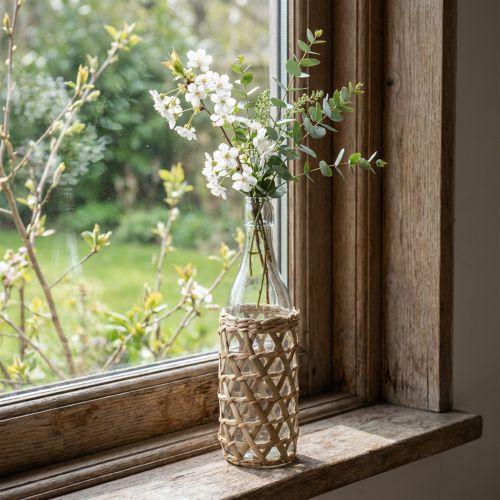 Deco fles glas glazen fles decoratie gevlochten Ø9,5cm H31cm | Floristik24.nl