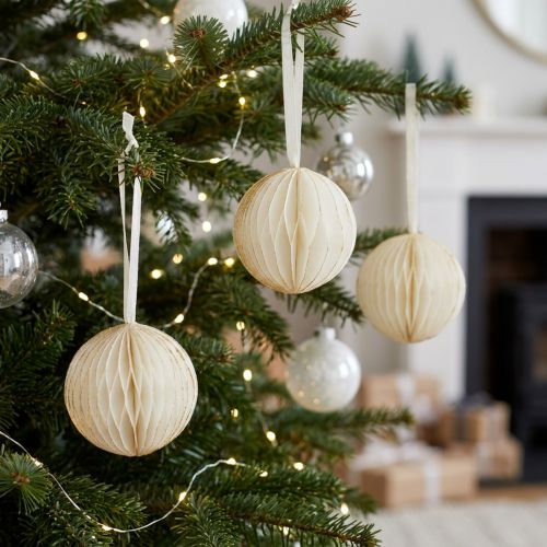 Artikel Honingraatballen honingraatballen Kerst wit glitter Ø7cm 4st