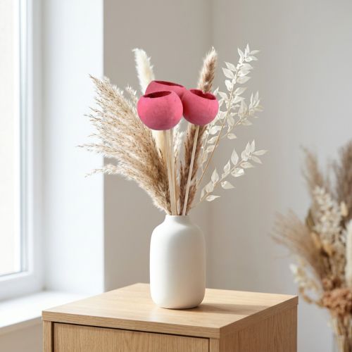 Artikel Droogbloemen decoratieve stolpen op steel roze 42cm 3 st