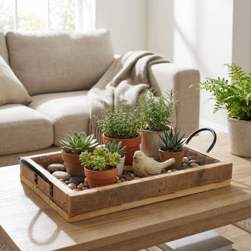 Artikel Houten dienblad met handgrepen decoratief dienblad naturel zwart 40×27,5×5cm