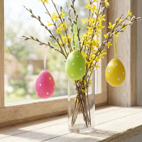 Eierplastic kleurrijk 15cm om op te hangen 3 st | Floristik24.nl