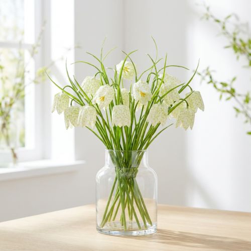 Schaakbordbloemen Fritillaria kunstwit, groen 40cm 12 st | Floristik24.nl