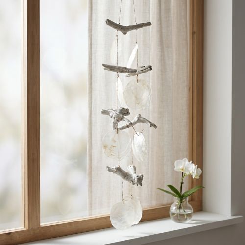 Artikel Drijfhout Capiz schelpen guirlande parelmoer H100cm