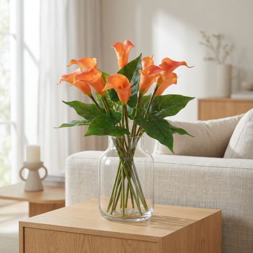 Calla Lelie Abrikoos Calla Kunstbloemen Oranje Exotisch 44cm | Floristik24.nl