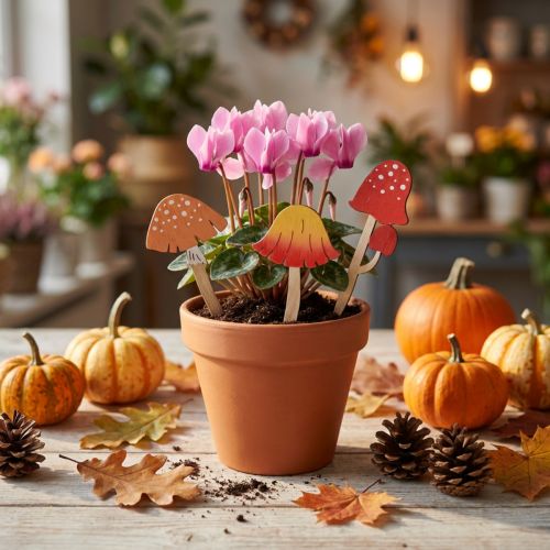 Vliegenzwam decoratieve houten pluggen bloempluggen hout 18cm 12 stuks | Floristik24.nl