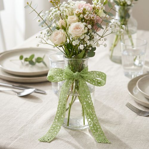 Kanten lint, decoratief lint, groen, 18 mm breed, 20 m lang | Floristik24.nl