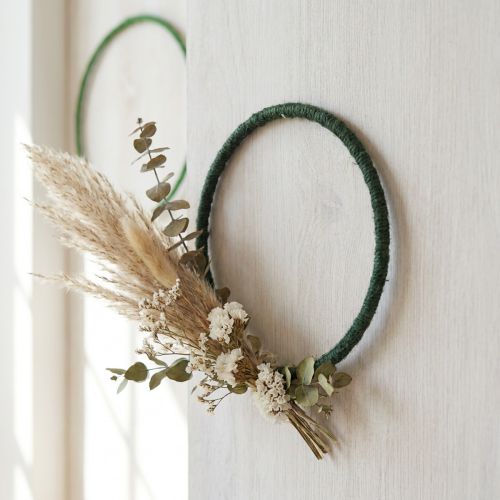 Decoratieve ring, jute, decoratieve lus, groen/donkergroen, Ø30cm, 4 stuks | Floristik24.nl