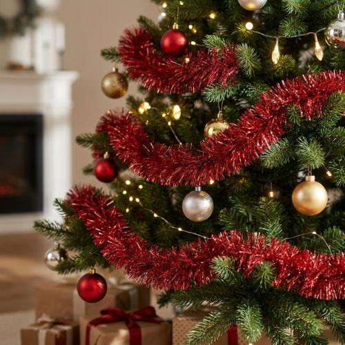 Feestelijke rode klatergoudslinger 270 cm - Glanzend en levendig, perfect voor kerst- en vakantiedecoraties | Floristik24.nl