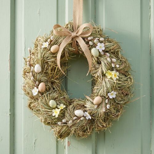 Hooikrans, deurkrans, Ø25cm, natuurlijke paasdecoratie | Floristik24.nl