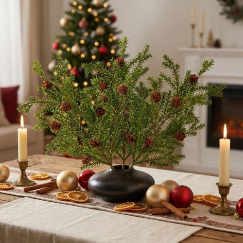 Kunstmatige dennentakken met kegels 48cm – Kerstdecoratie, dennentakken 3 stuks, groen | Floristik24.nl