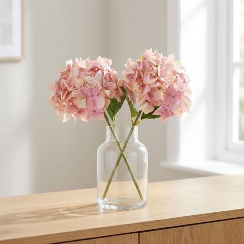 Elegante kunsthortensia in pastelroze 58cm 2st | Floristik24.nl
